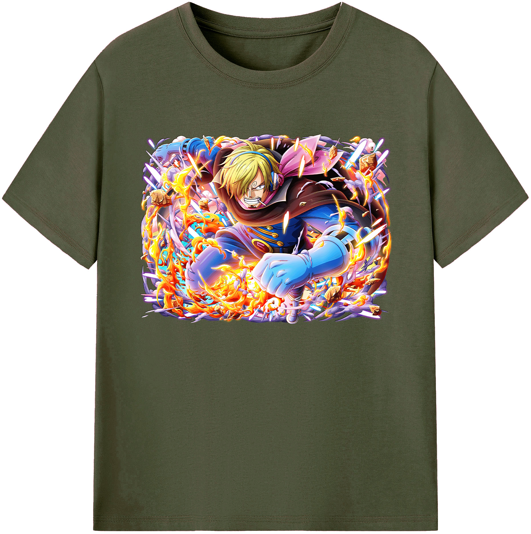 （画像用） ワンピース サンジ ONE PIECE Sanji 綿100％ メンズ半袖Tシャツ｜肌触りやわらか＆通気性